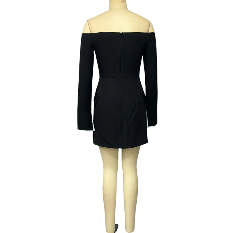 Wefads Evening Dresses Women Sexy Fashion Solid Long Sleeve Off Shoulder Strapless Nipped Waist Skinny Formal Occasion 250811