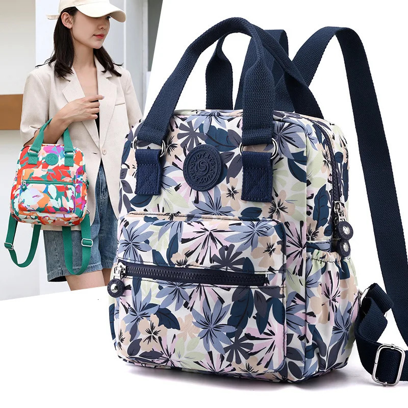 Fashion Floral Pattern Women Small Backpack High Quality Waterproof Fabric Shopping Pretty Style Girls Daypack 250811