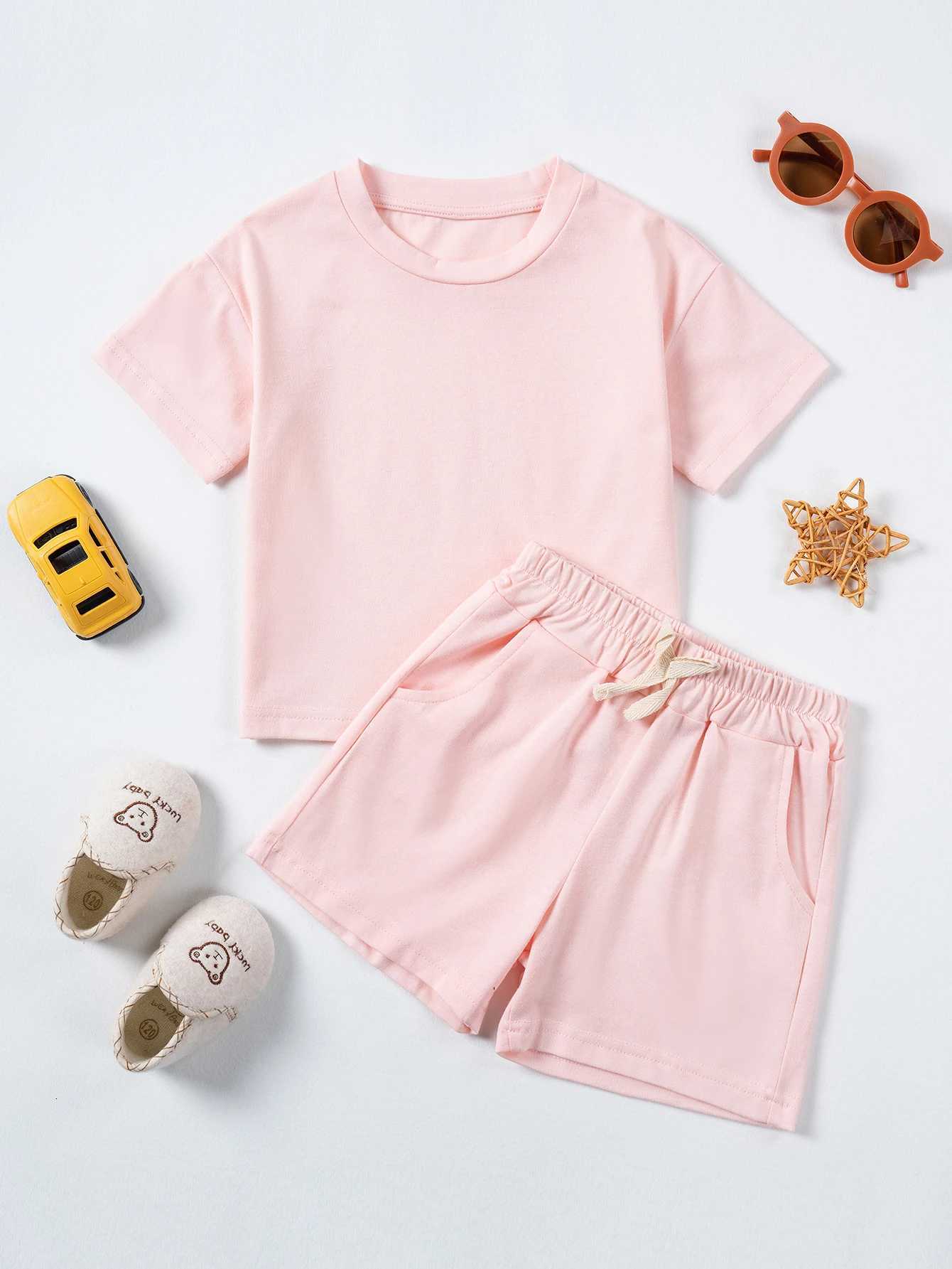 2024 New Baby Short Sleeve Shorts Set Childrens Cute Casual Boys And Girls Set Summer Short Sleeve Shorts Combination Set Z250811