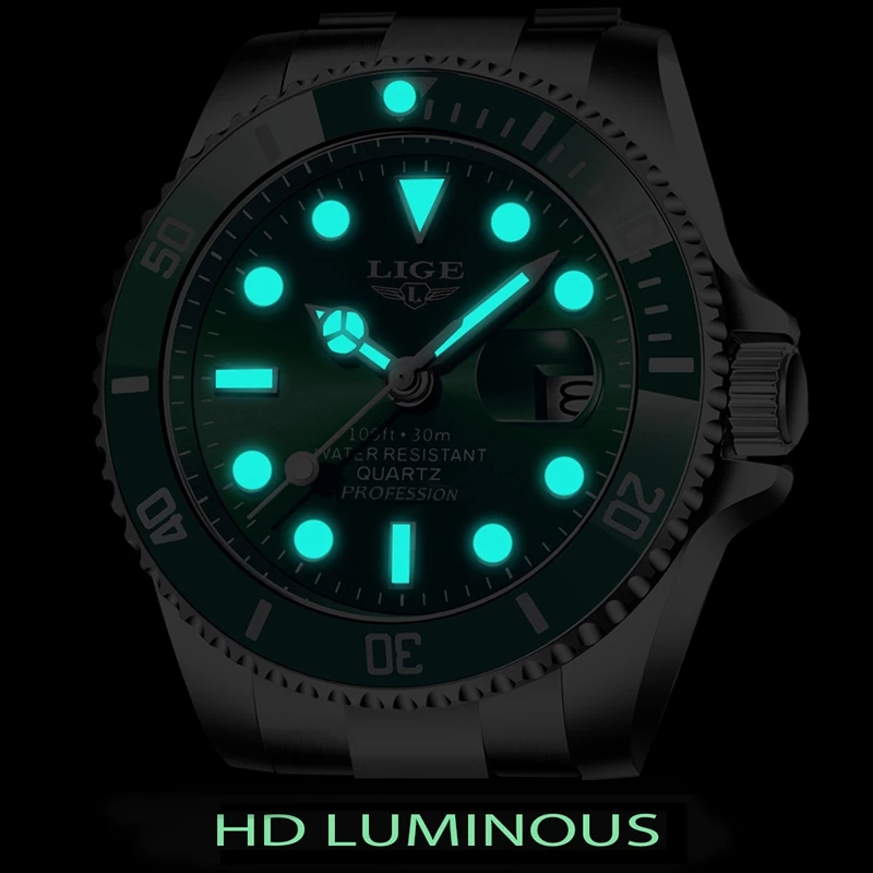 LIGE Top Brand Luxury Fashion Diver Watch Men 30ATM Waterproof Date Clock Sport Watches Mens Quartz Wristwatch Relogio Masculino Business watch