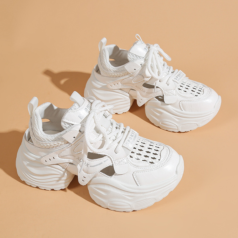 Mesh hollowed out dad and women's shoes 2025 new designer thick soled casual sports shoes lightweight running shoes