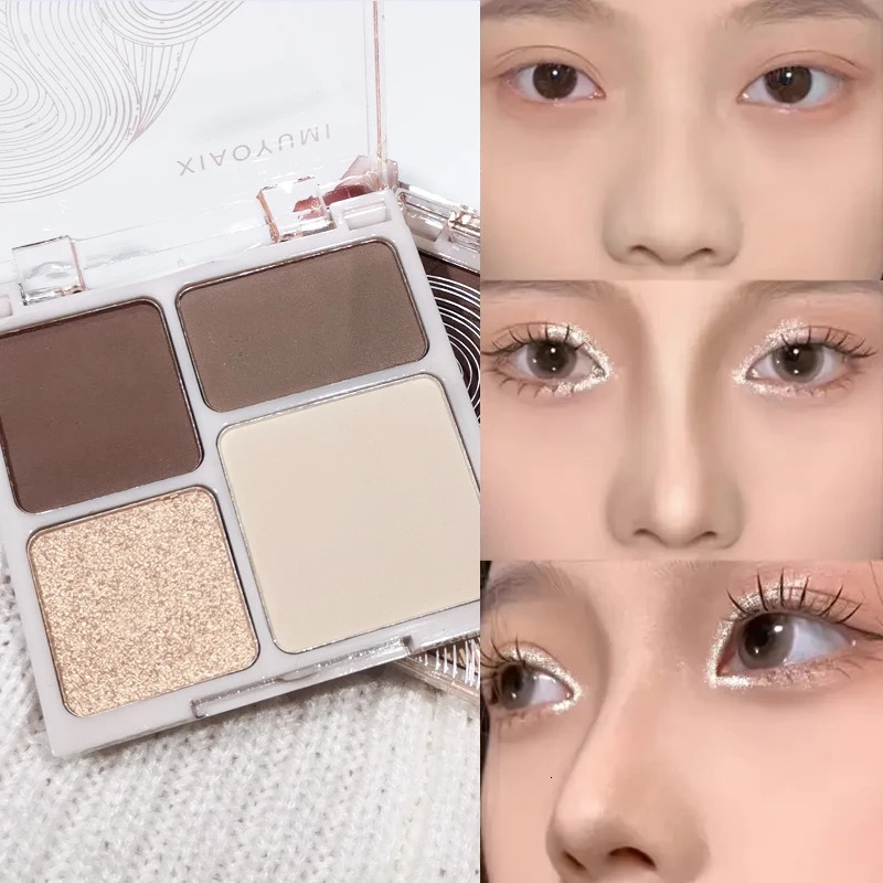 Four-color Highlighter Powder PaletteShimmer Brighten FaceContouring Highlight Champagne Gold Bronzer Makeup 250811