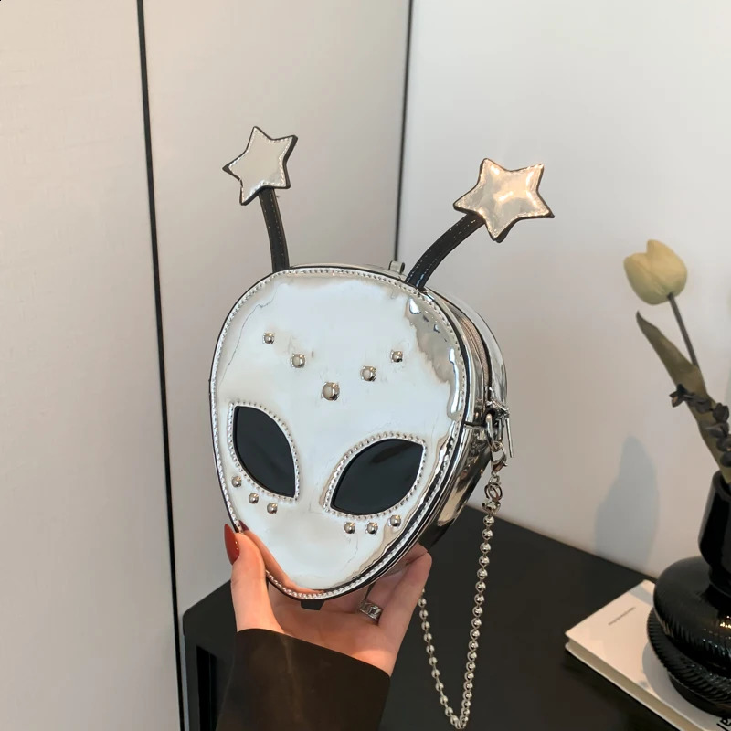 Alien Pattern Shoulder Bag PU Leather Halloween Purse for Women Chain Crossbody Messenger Bag Halloween Female Girls Chic Purse 250807