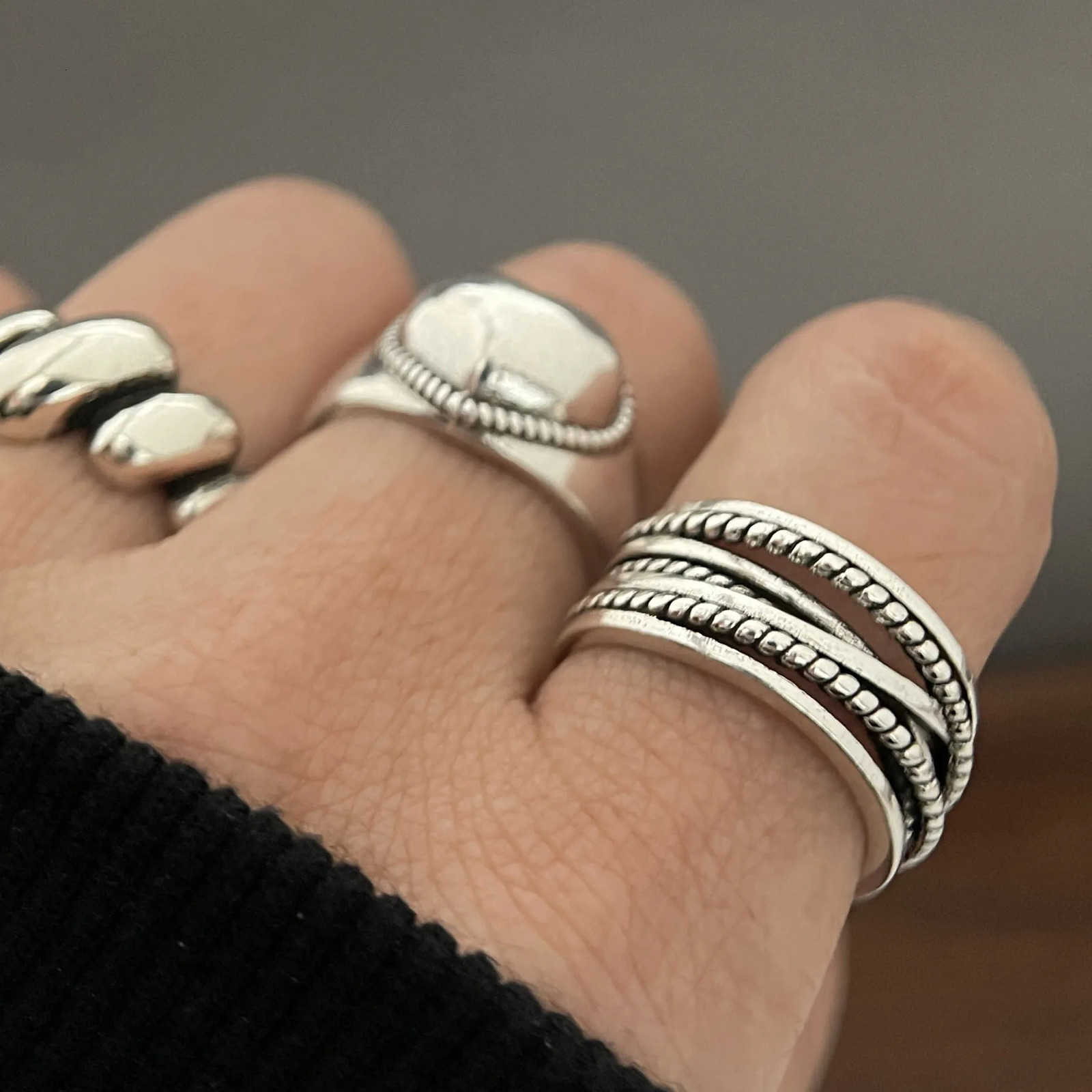 925 Sterling Silver Rings for Women Couple Minimalist Handmade Simple Retro Heart Ring Party Jewelry Gift Prevent Allergy 250805