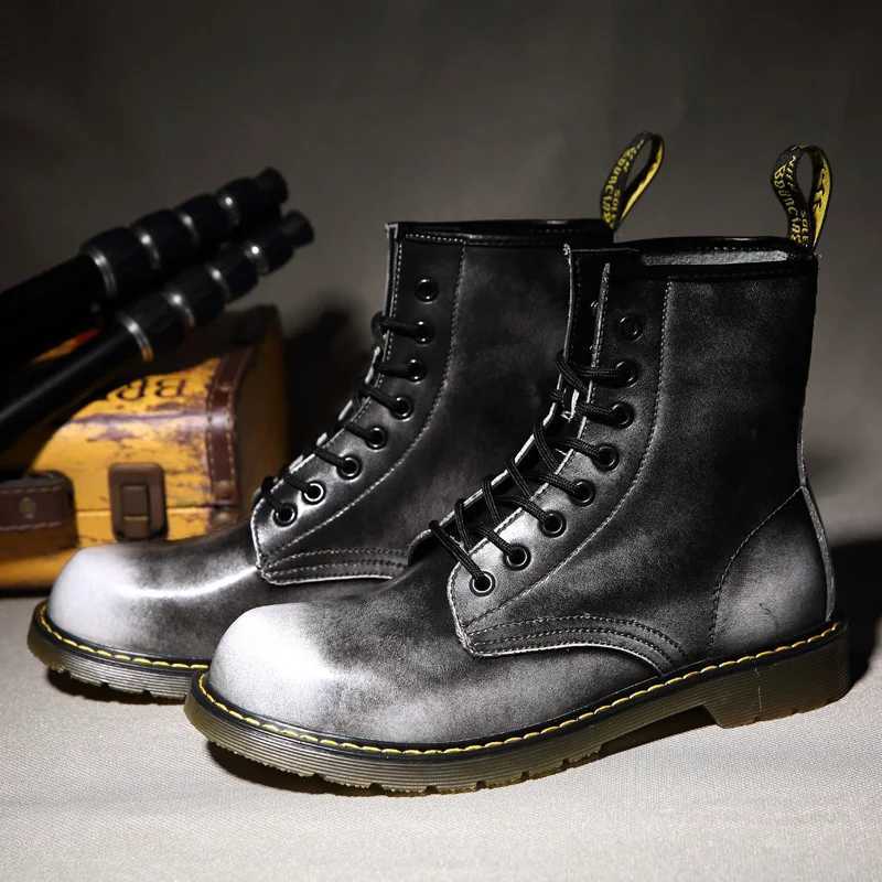 Winter Mens Leather High Top Large Size Casual Boots Couple Anti-Slip and Wear-Resistant Gradient Color Outdoor Tooling Shoes W250811