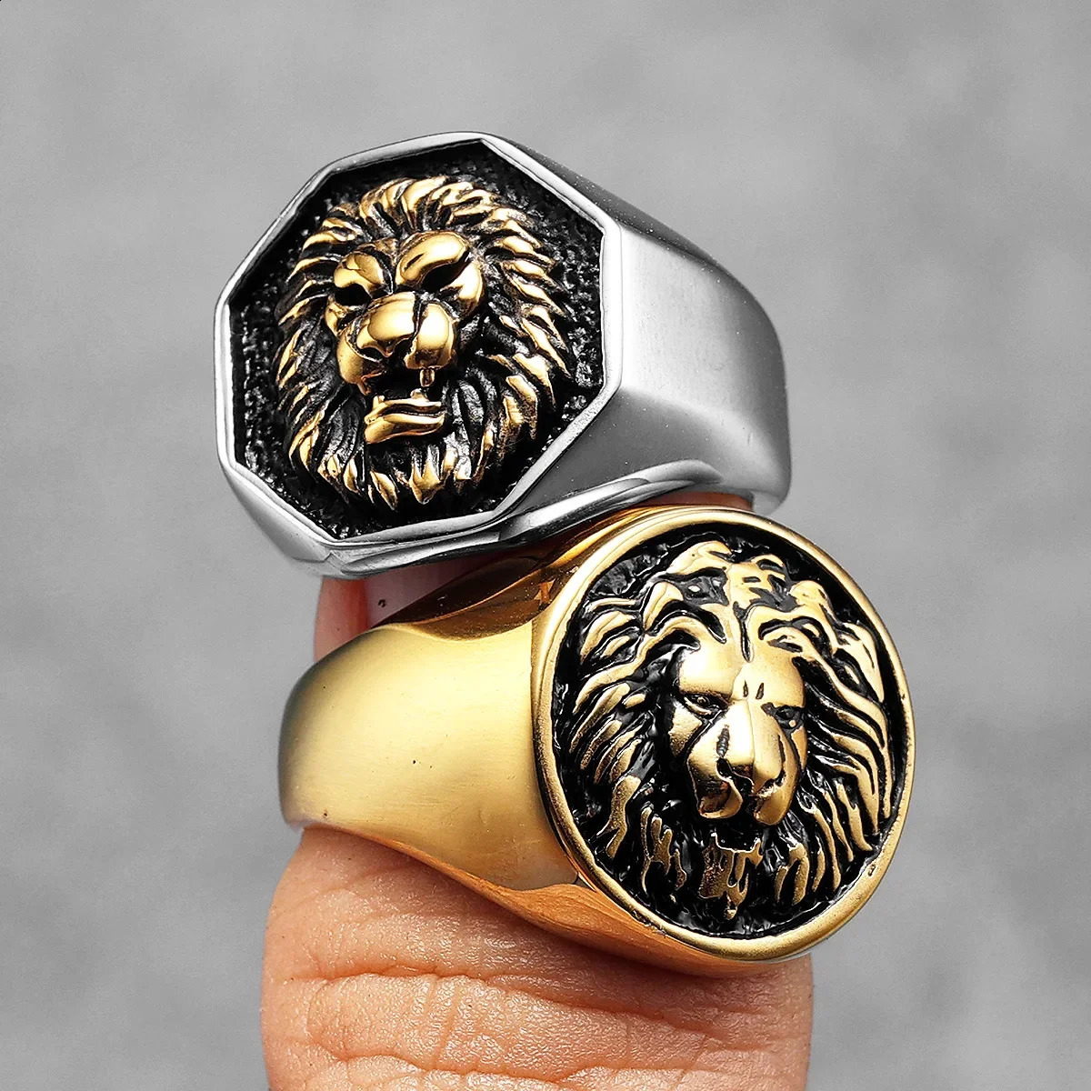 Lion King Animal Men Rings Stainless Steel Punk Rock Simple In Women Jewelry Fashion Accessories Gift Wholesale 250807