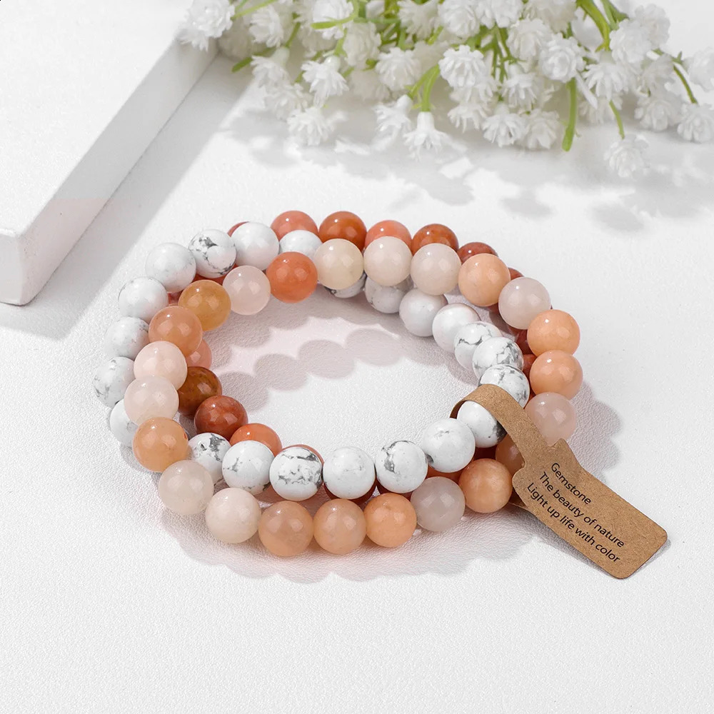 Mixed Color Cat Eye Beads Energy Bracelets 3Pcs/Set 8mm Natural Stone Rose Quartzs Aventurine Bracelet Men Yoga Jewelry 250805