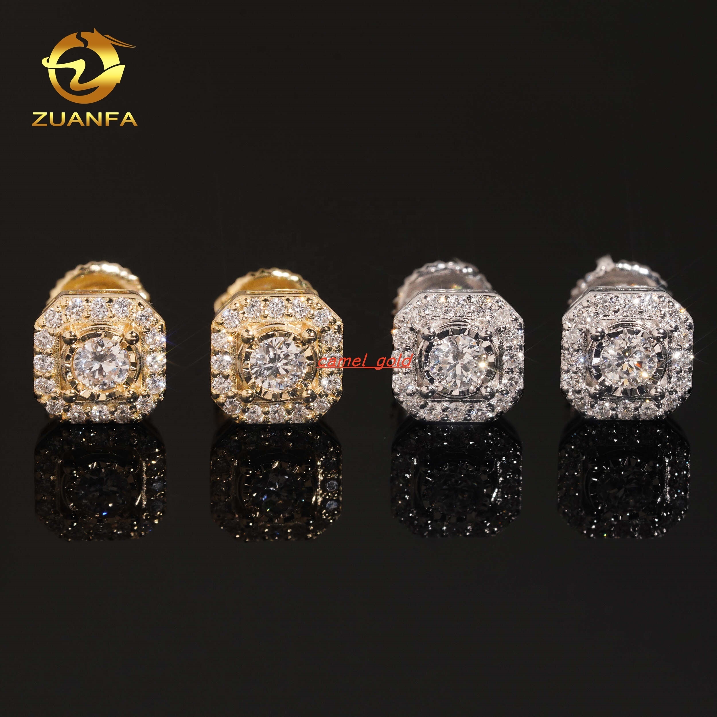 USA Warehouse in Stock Luxury Jewelry Iced Out Hip Hop Sterling Silver 925 Screw Back Lab Grown Diamond HPHT Cluster Earrings