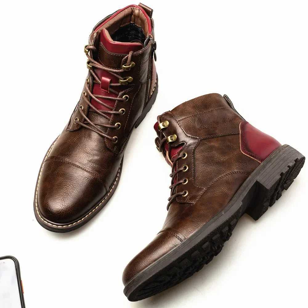 Trend Tooling Boots Men Big Head Tooling Motorcycle Boots Low Leather Shoes Male Cowboy Boots Shoes for Men W250811