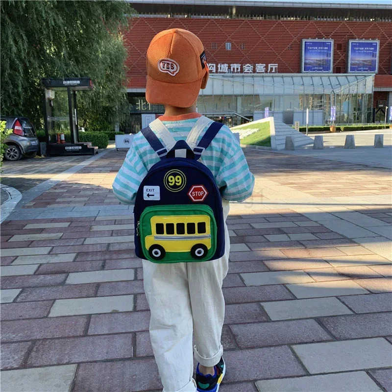 Back To School Cartoon Car Children Backpack Kindergarten Kids School Bags for Girls Boys Cute Canvas Toddler Backpack T250811