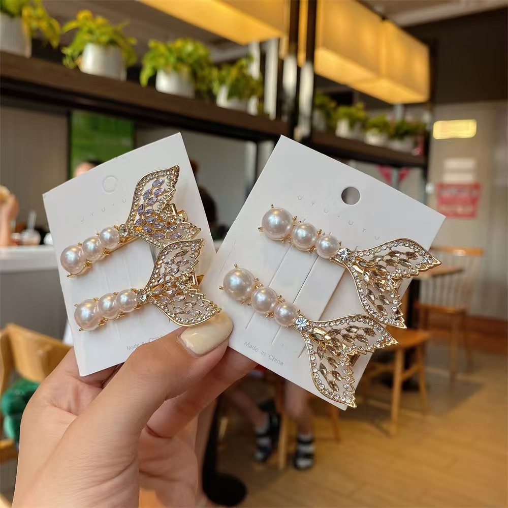 Hair Clip Big Barrettes Fishtail Pearl Hair Pins Crystal Bling Fashion Duck Hair Clips Headwear Fashion Jewelry Gift