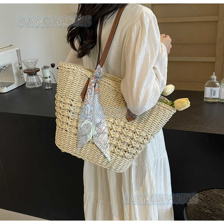 Woven Straw Bag Large Capacity 2025 Summer New Vacation Versatile Shoulder Basket Handheld Beach Bag H250809