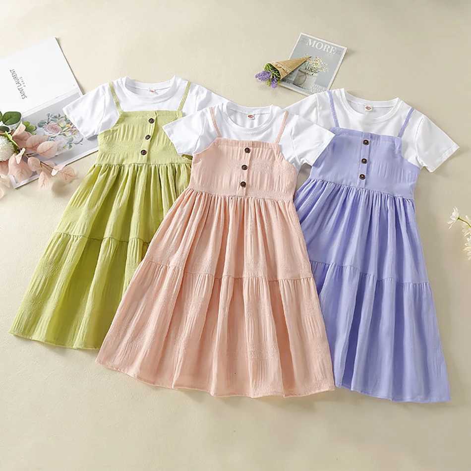 2025 Girls Summer Dress Kids New Fashion Princess Party Casual Sleeveless Clothes Elegant Dresses for Little Girls W250811
