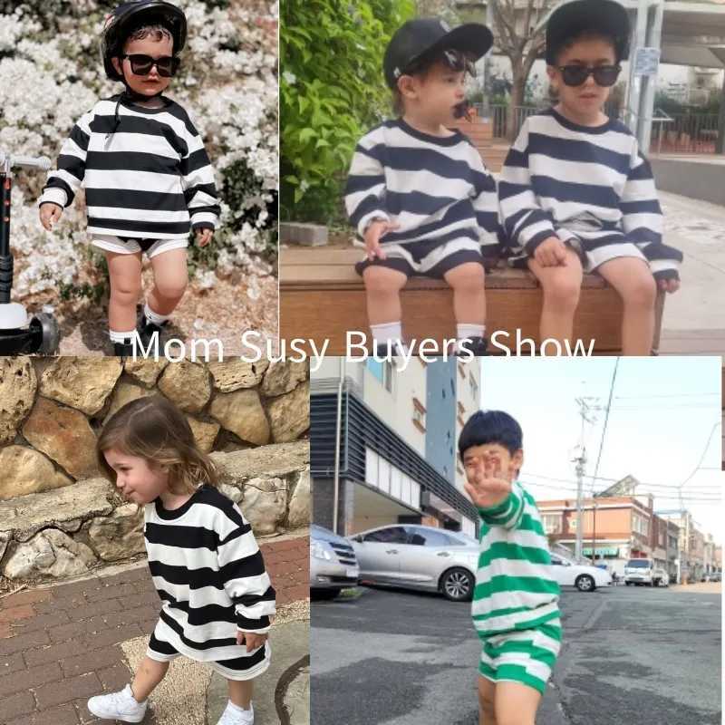 Baby Girl Boy Cotton Striped Clothes Set Hoodie and Shorts 2pcs Infant Toddler Child Tracksuit Spring Autumn Summer 1-7Y Z250811