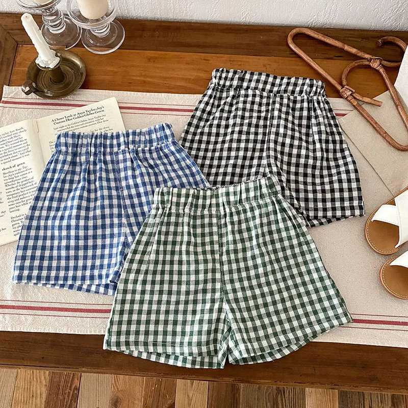 2024 New Summer Kids Clothes Set Children Cute Fruit T-shirt + Checkered Shorts Boys Letter Outerwear 2PCS Z250811