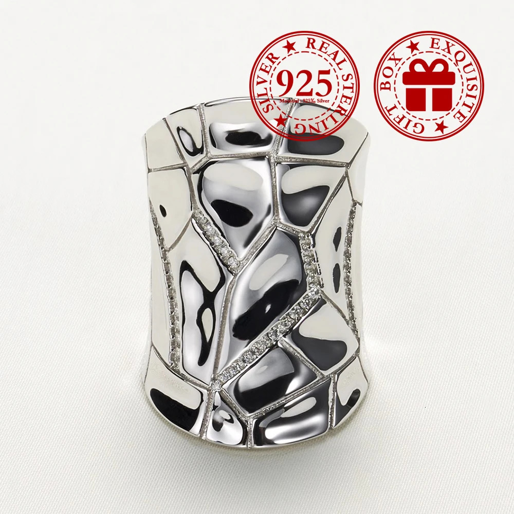 Retro Plain Silver Traditional Method Ring For Women 925 Silver Geometric Irregular Ring Party Birthday Jewelry Gift 250805