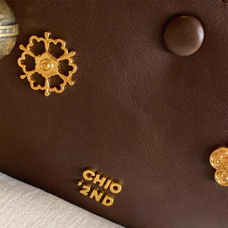 Handbag PU Leather Womens Shoulder Bag Retro Metal Flower Purses and Handbag Pillow Boston Bowling Handbag 250809