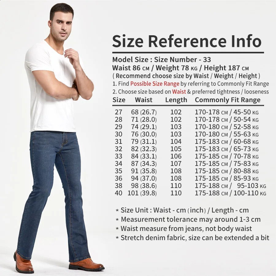 Mens Boot Cut Jeans Slightly Flared Slim Fit Blue Black Trousers er Classic Male Stretch Denim Pants 250805
