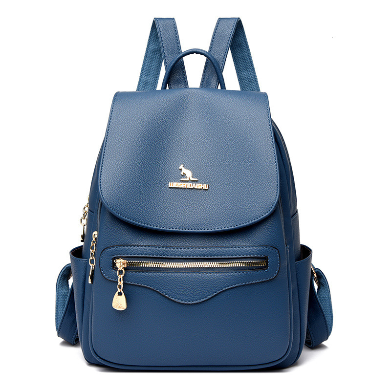 Soft Leather Double Shoulder Women's 2025 New Simple Versatile Large Capacity Commuting Outdoor Travel Student Backpack ddmymoon