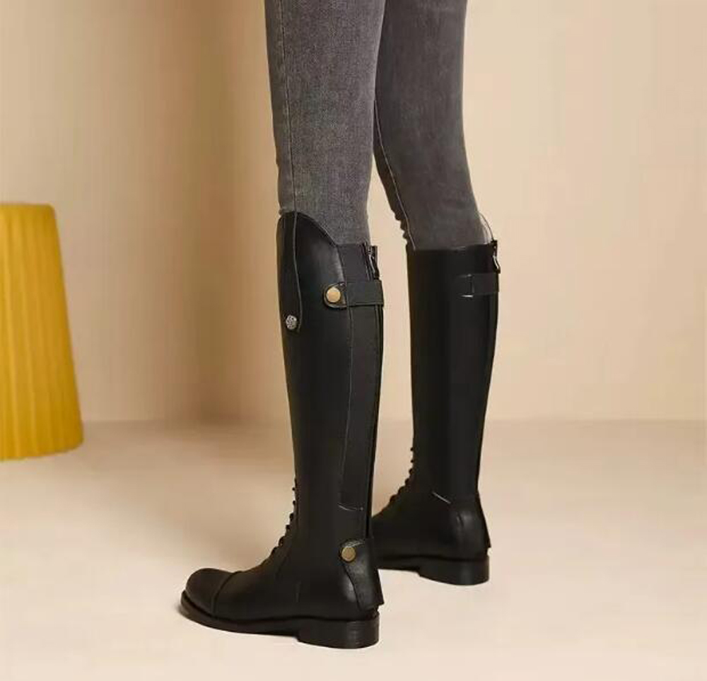 Ladies' Equestrian boots, long boots, knight's knee boots,with box pointed buckle pants, shark style high leg knight boots, black fashion bo