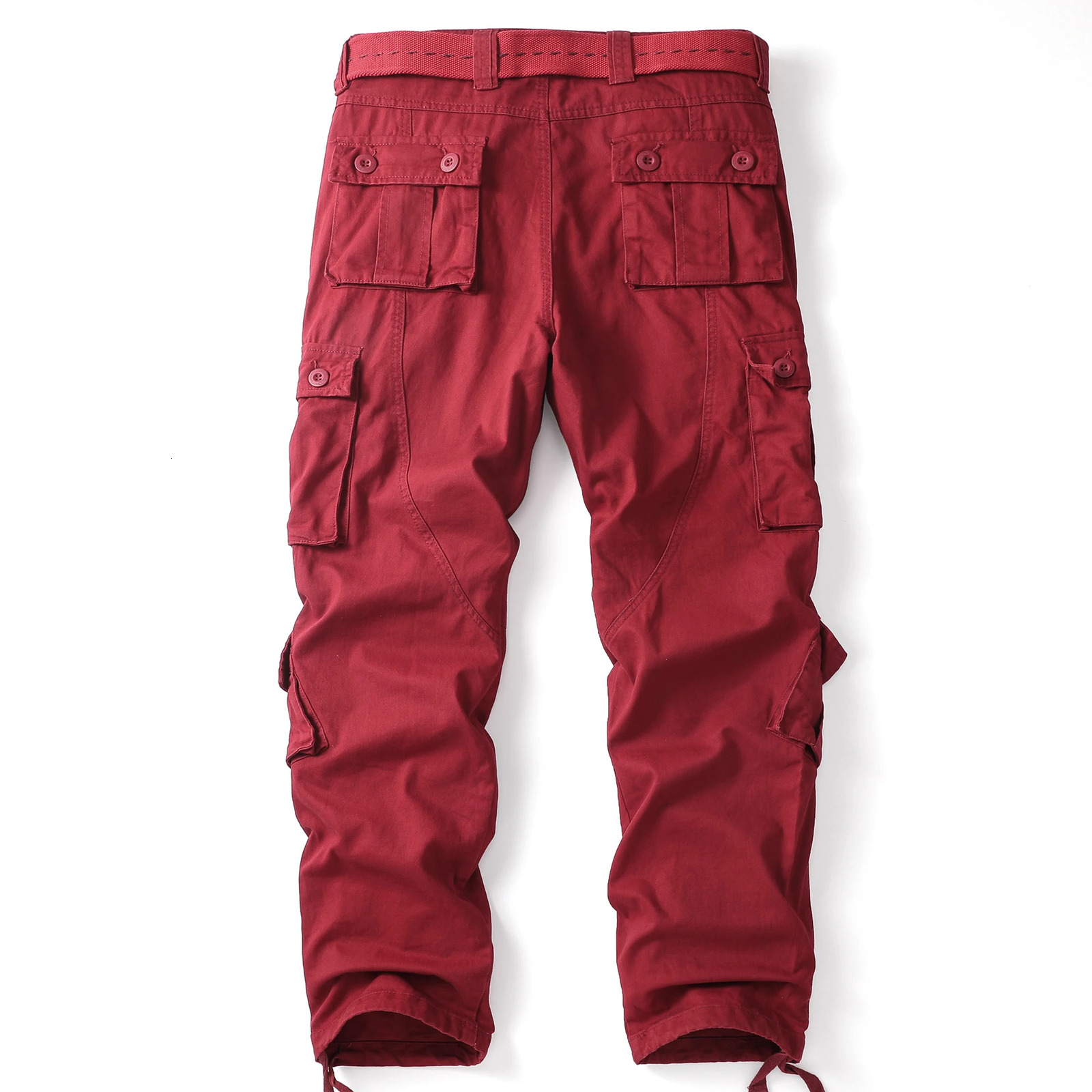 Mens Comfortable Cotton Cargo Pants | Versatile Beltless n with Secure Zip Fly 8 Storage Pockets Ideal for Casual 250809
