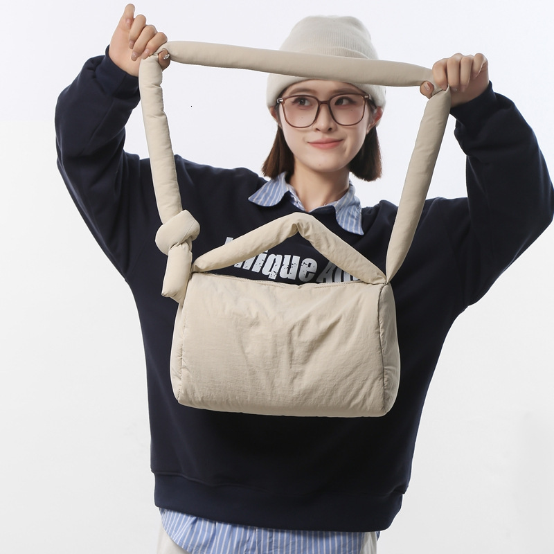 Autumn Winter New Cotton Jacket Water-Resistant Portable Versatile Commuter Crossbody Couple Style Handheld Pillow Bag