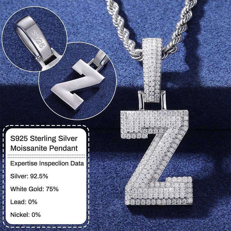 Customized Name Pendant Necklaces Iced Out D VVS1 Moissanite Silver 925 Personalized Letters Chain Hip Hop Jewelry for Women Men