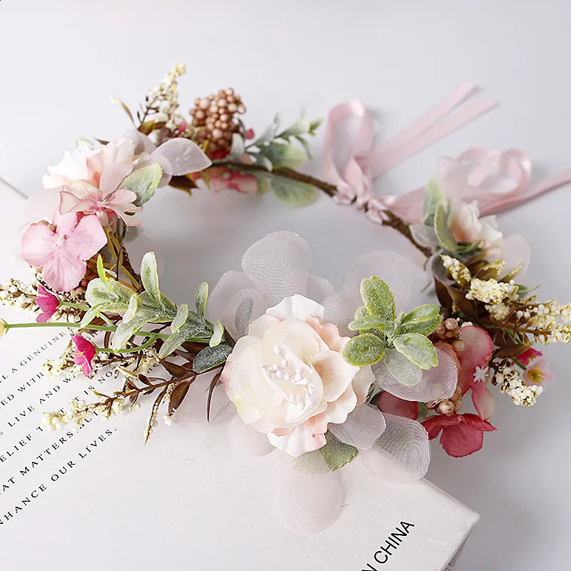 Bride bridesmaid Wreath Crown Festival Headband Women Hair Accessories Headdress Girl Floral Garland Wedding Headwear 250804
