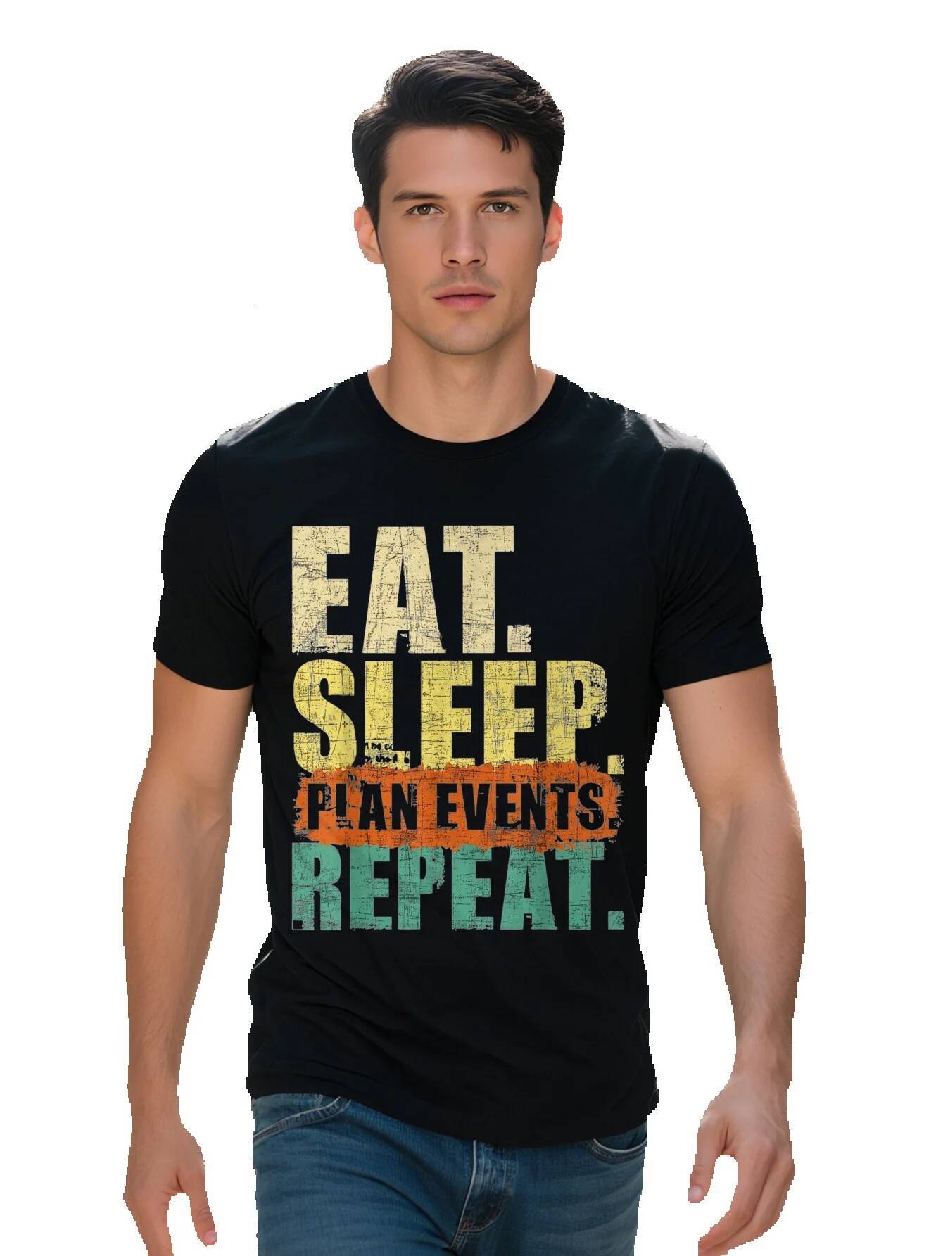 Event Organizer Party Planner Graphic T-Shirt Cotton Casual Crew Neck Short Sleeves Slight Stretch Knit Fabric 9bcee