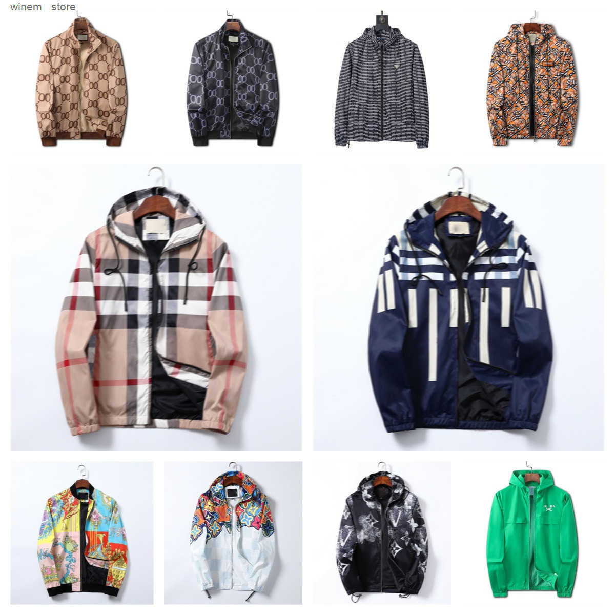 Designer Mens Jackets Luxury Autumn Winter Hooded Coat Long Sleeve Windbreaker with Zipper Pockets - Sport Casual Outerwear in Black Green Z250811