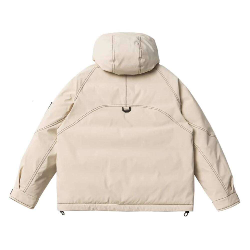 2024 Winter Men Down Windbreaker Tactical Hooded Thicken Cargo Jacket Warm Outwear Coat Hip Hop Streetwear