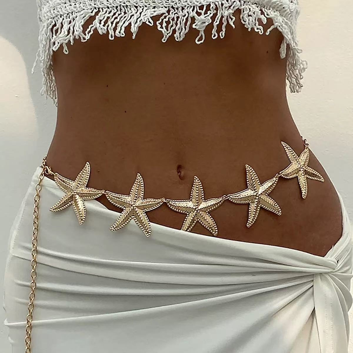 Personalized Multi-Color Starfish Flower Waist Chain Body Chain Women's Beach Holiday Accessories