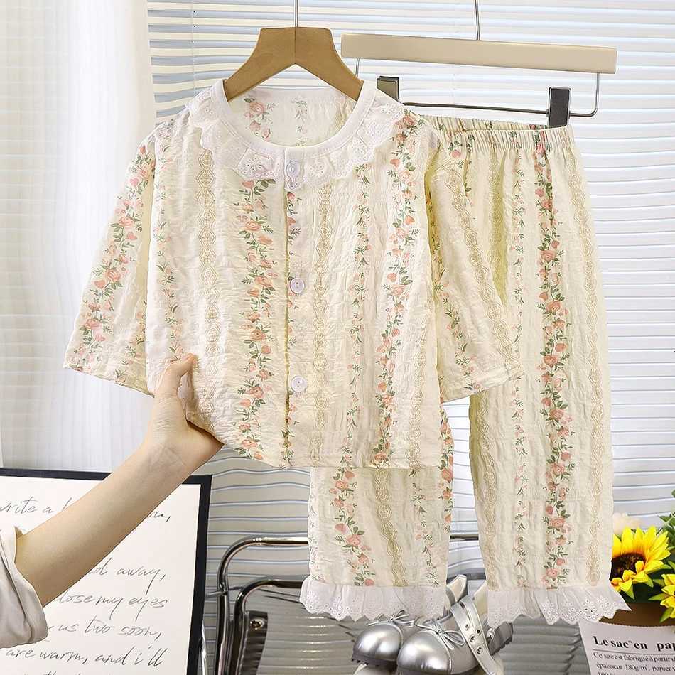 2 Pcs Summer Fall Long Sleeve Home Clothes Set Girls Sleepwear Sets Childrens Pajamas Spring Baby Girl Air Conditioning Suit Z250811
