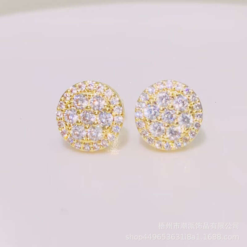 Hip Hop Round Zircon Hiphop Trendy Full Dia Electroplated Earrings New Ear Jewelry