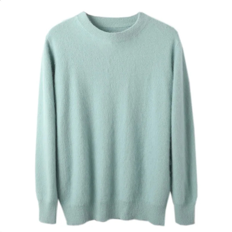 Mens 100% pure Mink Cashmere Sweater O-Neck Pullovers Knit Large Size Mink Sweater Winter Tops Long Sleeve High-End Jumpers 250805