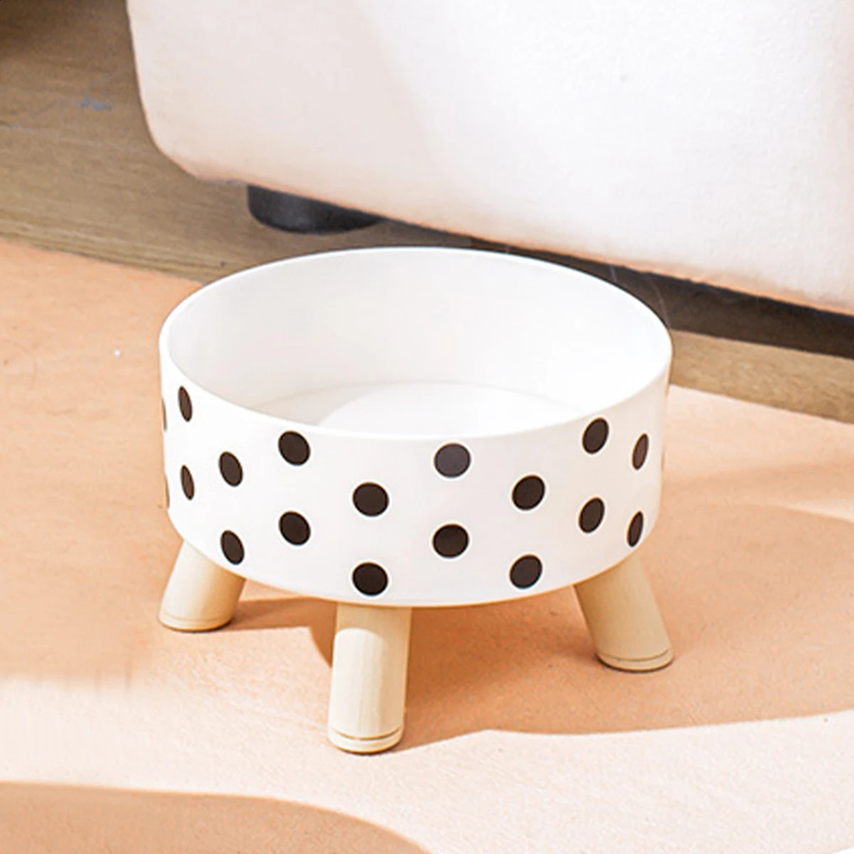 1PC Black And White Polka Dot Checkerboard Pattern Cat Bowl Small Dog Plastic PP Pet Universal For Cats Dogs 250811