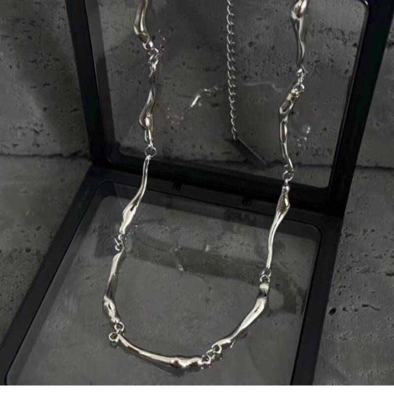 New Irregular Wave Shape Advanced Sense Stainless Steel Figaro Cuban Chain Necklace For Men Women Jewelry