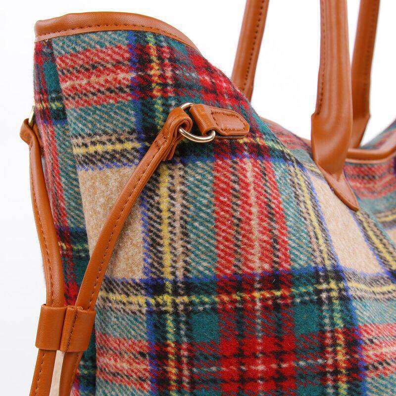 designer leisure Niche Design Women's Big Capacity Handbag Pop Colored Plaid Shoulder Bag