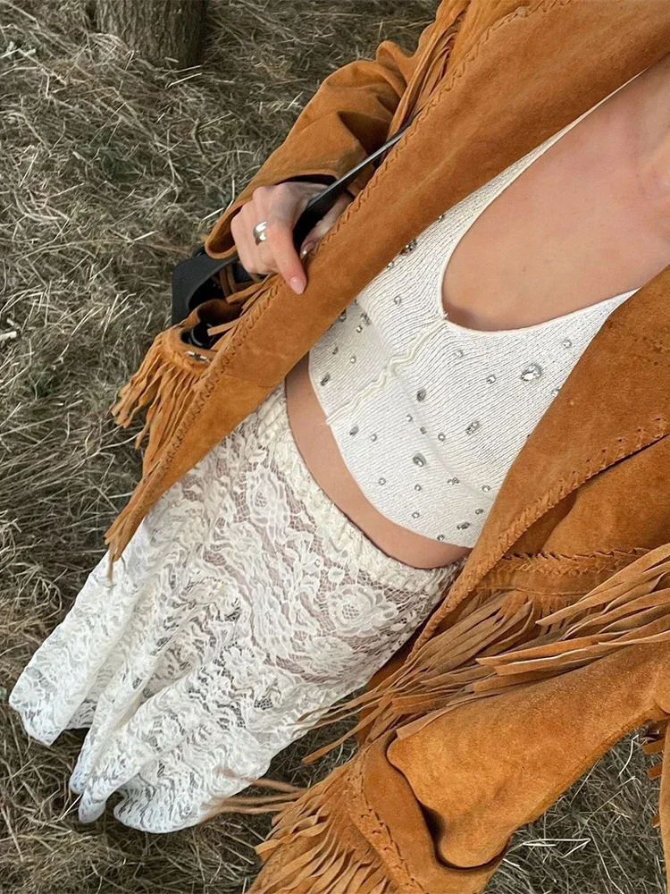 Trendix See Through Lace Skirts Women High Waist Street Fashion Loose Hollow Out Long Skirt Party Sexy Patchwork Clubwear 250811