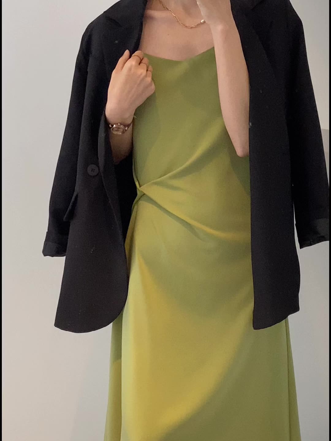 F32020 Summer Ice Silk Suspender Dress Women's Slim Waist Imitation Acetate Satin Long Dress