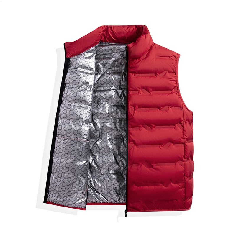 Mens Down Vest Lightweight Warm 80% White Duck Down Warm Vest Mens Stand Collar Male Tops Autumn Winter Coat 250805