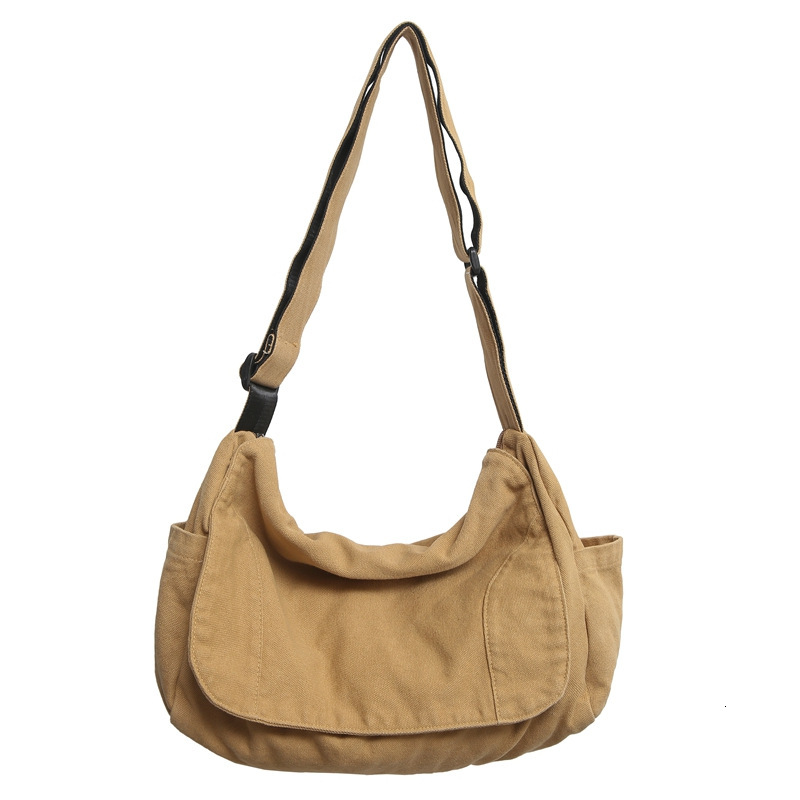 Washed Canvas for Women, Lazy Crossbody Artistic Style College Student Bag, Casual Shoulder Messenger Bag