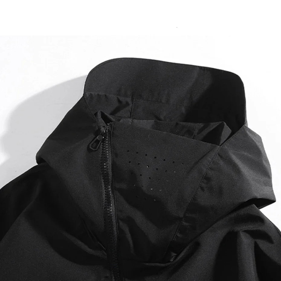 12XL Plus Size Jackets Mens Black Windbreaker Coat Spring Autumn Zipper Pockets Loose Fashion Casual Jacket for Male 250809