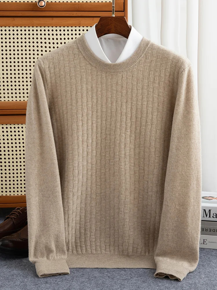 100% Pure Cashmere Sweater Men O-Neck Pullover Autumn Winter Soft Long Sleeve Casual Large size Base Shirt Youth Knit Tops 250806