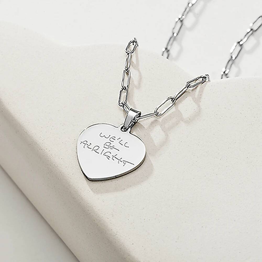 Medsor We Will Be Alright Heart Necklace Stainless Steel Pendant Exquisite Jewelry Accessories Gift for Fans Women Men