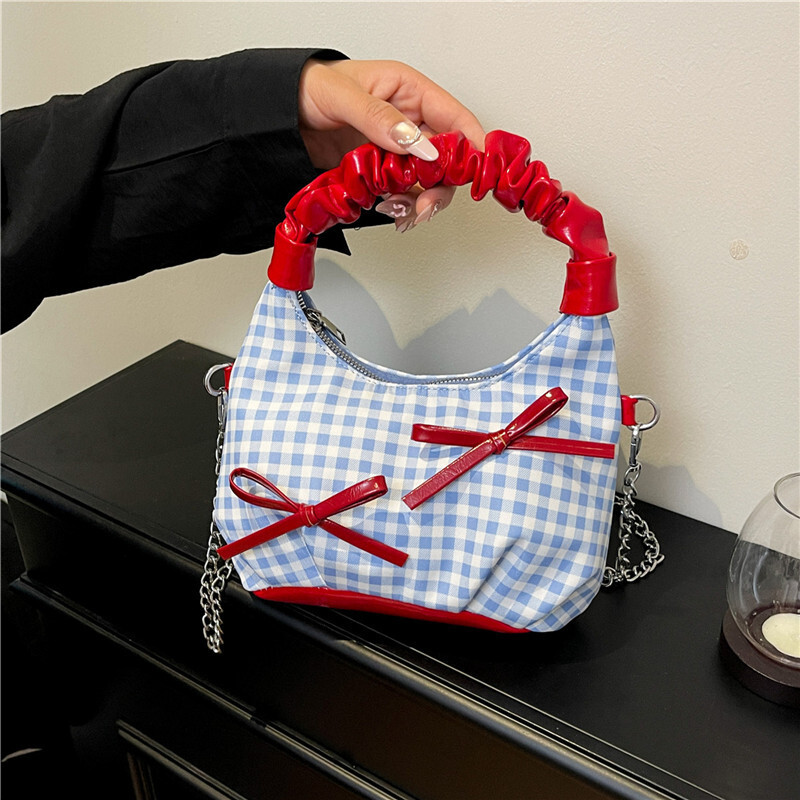 2025 Autumn New Niche Design Bow Pleated Handbag Fashionable Women's Shoulder Bag Cloud Bag Women's Crossbody Bag Armpit Bag Autumn New Desi