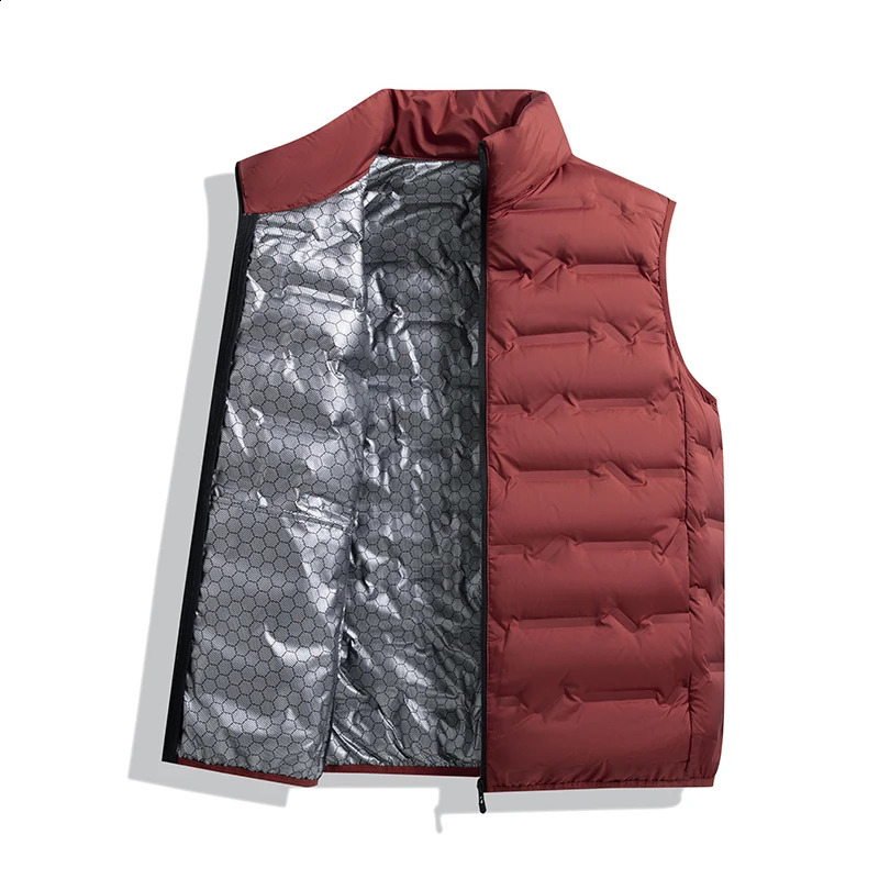 Mens Down Vest Lightweight Warm 80% White Duck Down Warm Vest Mens Stand Collar Male Tops Autumn Winter Coat 250805