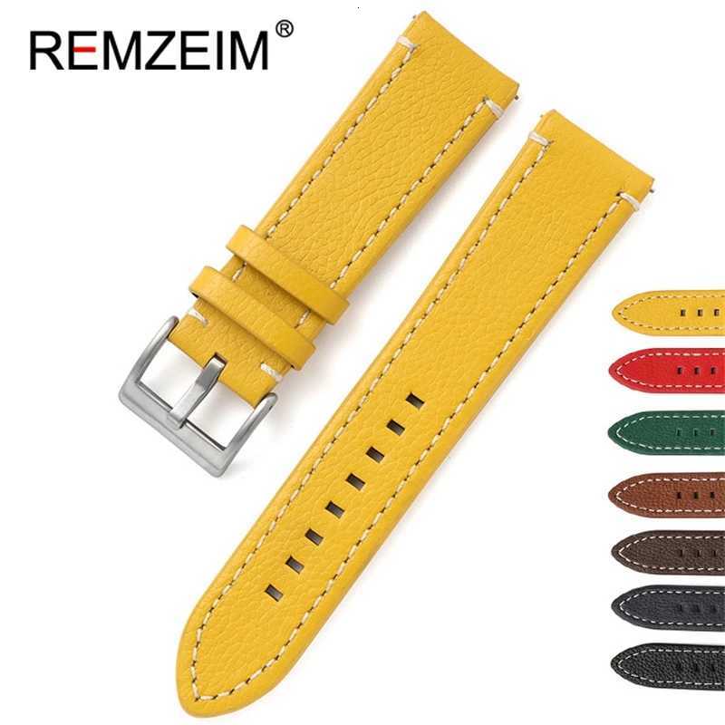 Double-sided Leather 18mm 20mm 22mm 24mm Watchband Quick Release Watch Band Strap Men Women Yellow Red Black Watch Accessories W250811