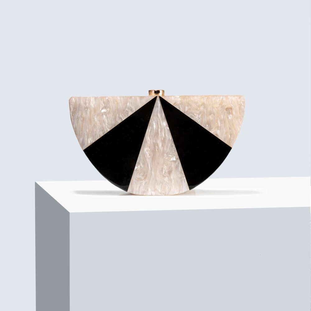 2024 Women's New Single Shoulder Crossbody Semi-Circular Splicing Acrylic Fashion Wedding Evening Clutch Bag