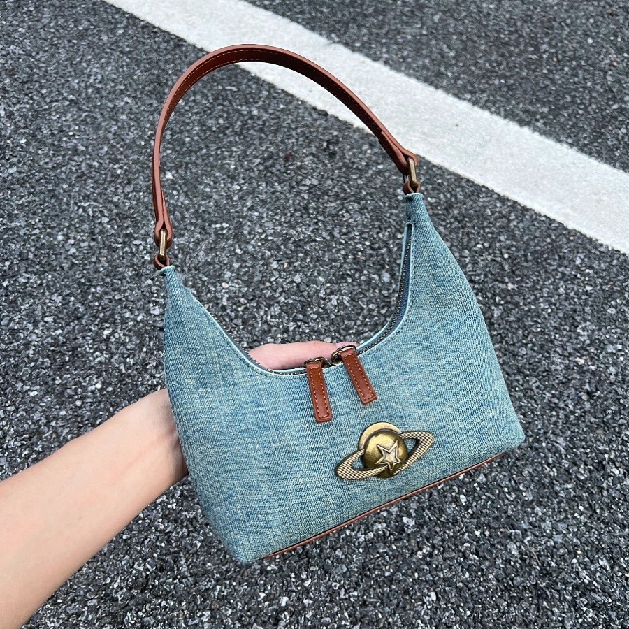2025 new niche retro denim armpit bag high-end multifunctional shoulder bag commuting fashion women's designer handbag